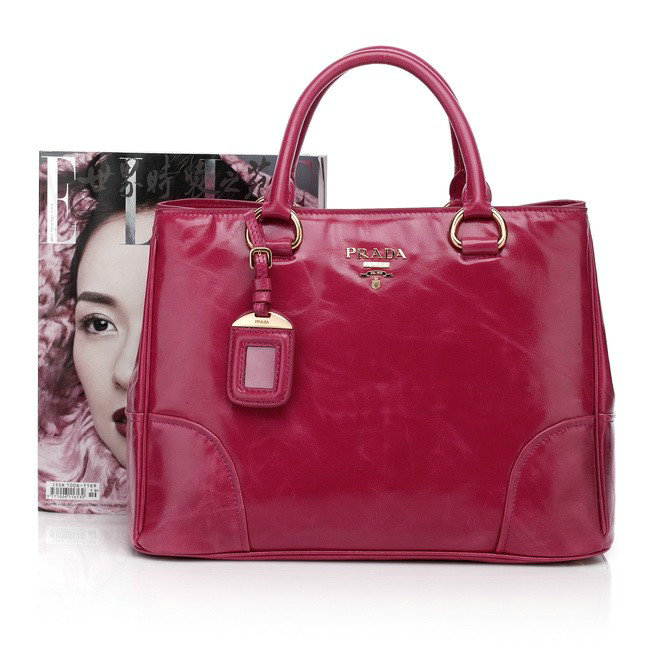 2014 Prada bright Leather Tote Bag for sale BN2533 rosered - Click Image to Close
